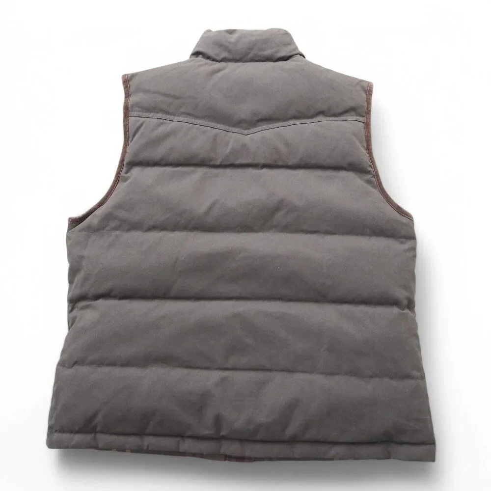 Ralph Lauren Premium Goose‎ Down Reversible Plaid Full Zip Vest Olive Women's L